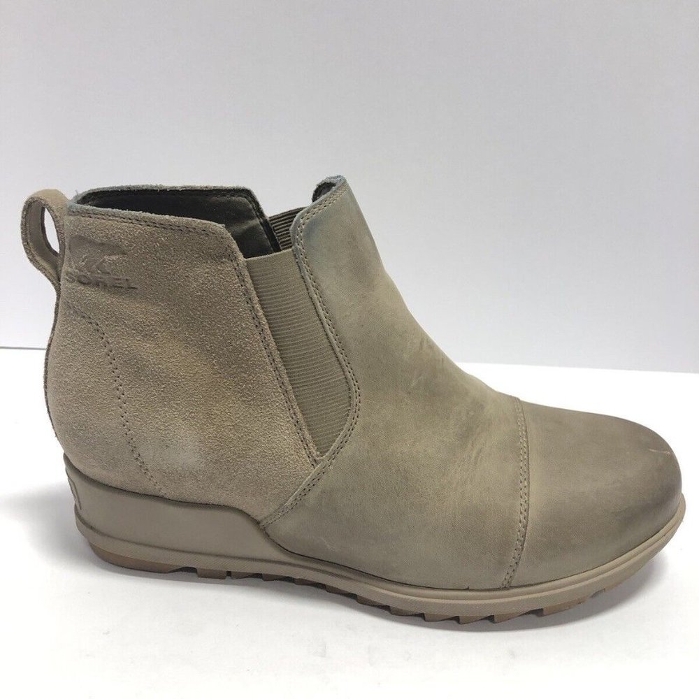 Sorel Women’s Evie Pull-On Taupe Ankle Booties, Size 10M